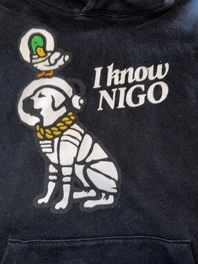 Billionaire Boys Club Black Hoodie with White Graphic Dog and Green Duck